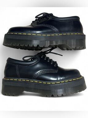 Like New Dr. Martens 8053 Bex Quad Black Platform Lace-Up Oxfords